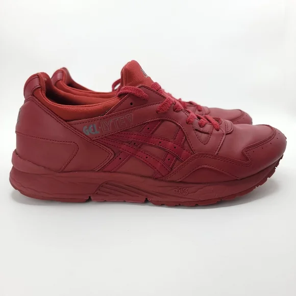 Asics Shoes Asics Gel Lyte V Burgundy Leather Red Sneaker